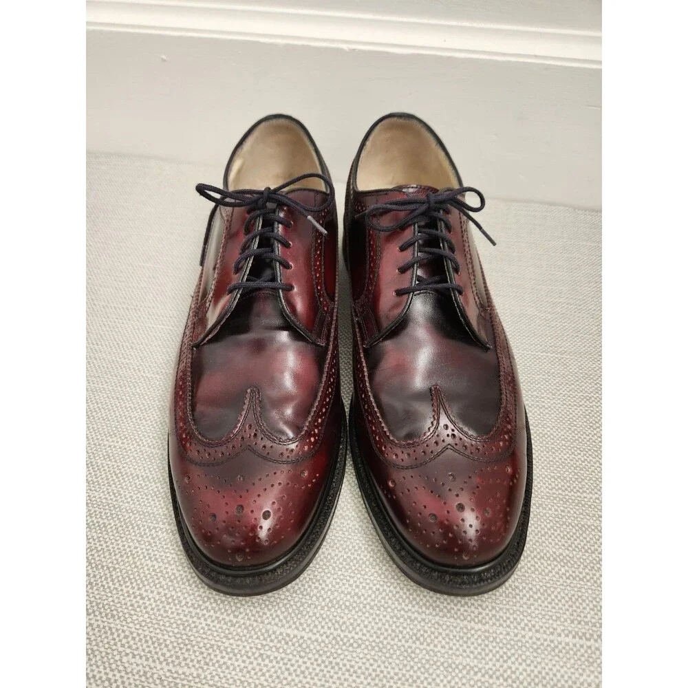 J. Allen Ltd Custom Designed 10 D Burgundy Oxford Oxblood Leather Wingtip Brogue